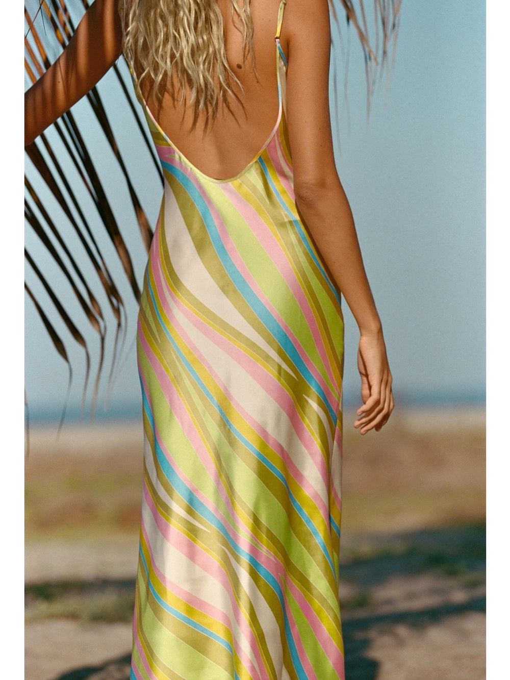 ZARA PRINTED SATIN EFFECT SLIP MIDI DRESS